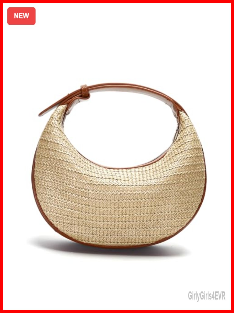 Handwoven Straw Crossbody Bag Hobo Beach Purse With Adjustable Strap